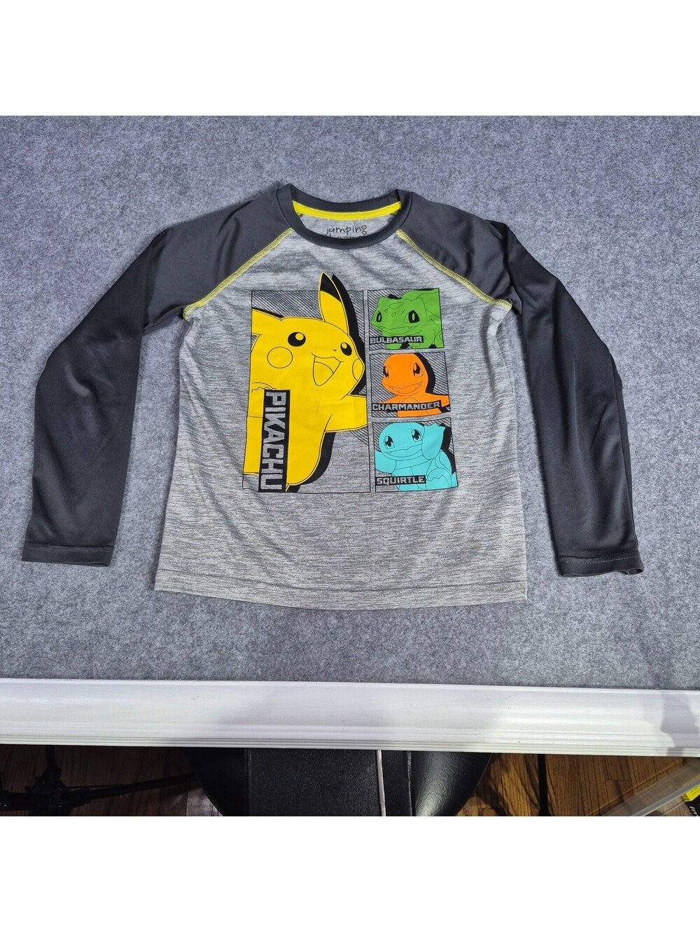 JUMPING BEANS Boys Pokemon Characters Shirt Size  7 Gray & Black